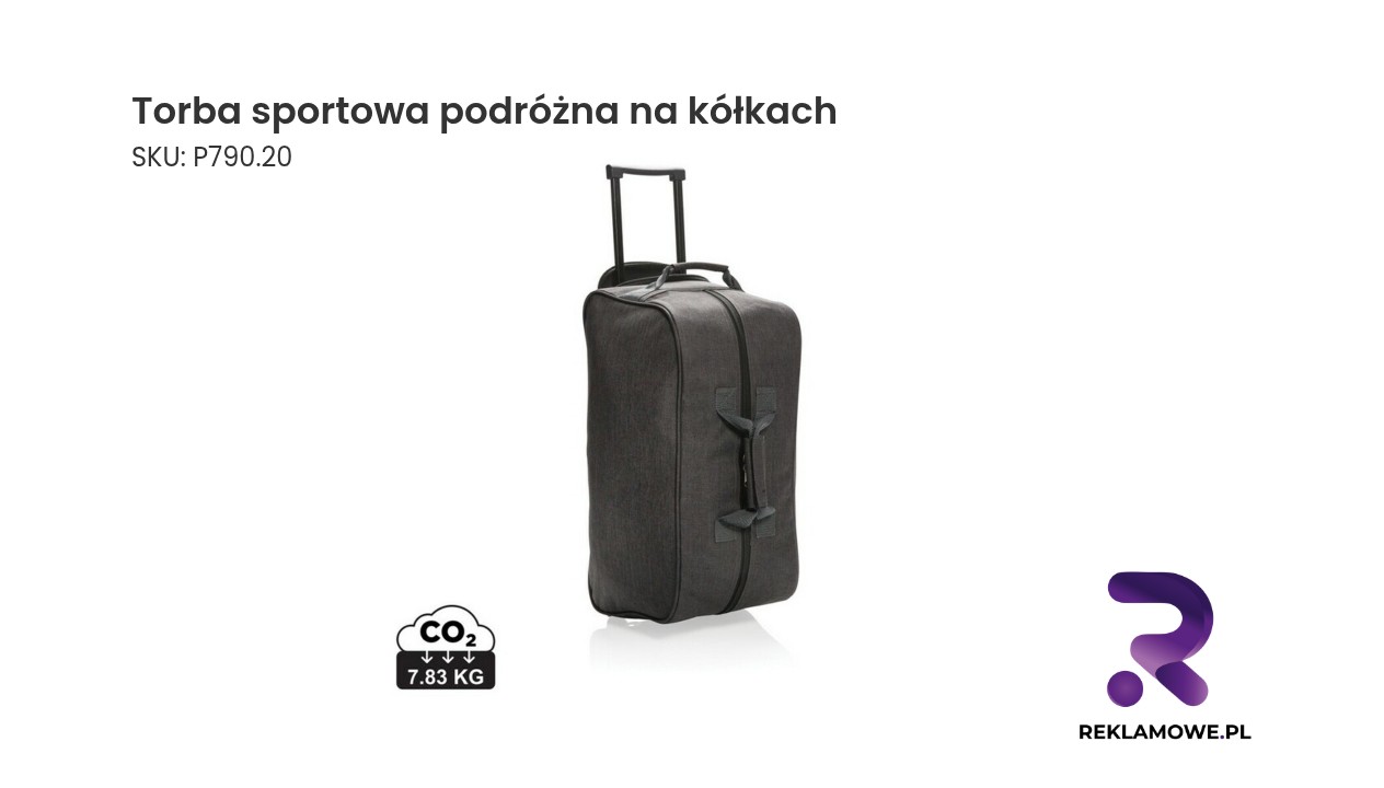 Czarna torba sportowa podróżna na kółkach z przestronną komorą