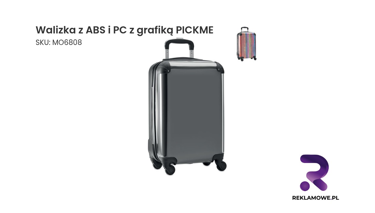 Walizka z ABS i PC z grafiką PICKME Walizka z ABS i PC z grafiką PICKME – lekka i wytrzymała walizka podróżna